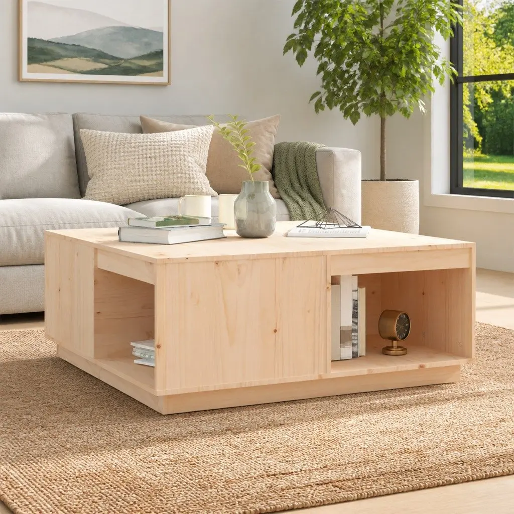 Coffee Table Solid Pine Wood 100x101x40.5cm Brown