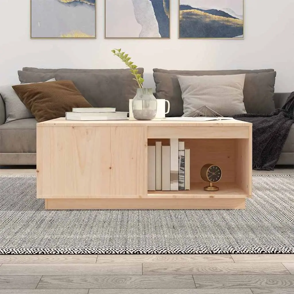 Coffee Table Solid Pine Wood 100x101x40.5cm Brown