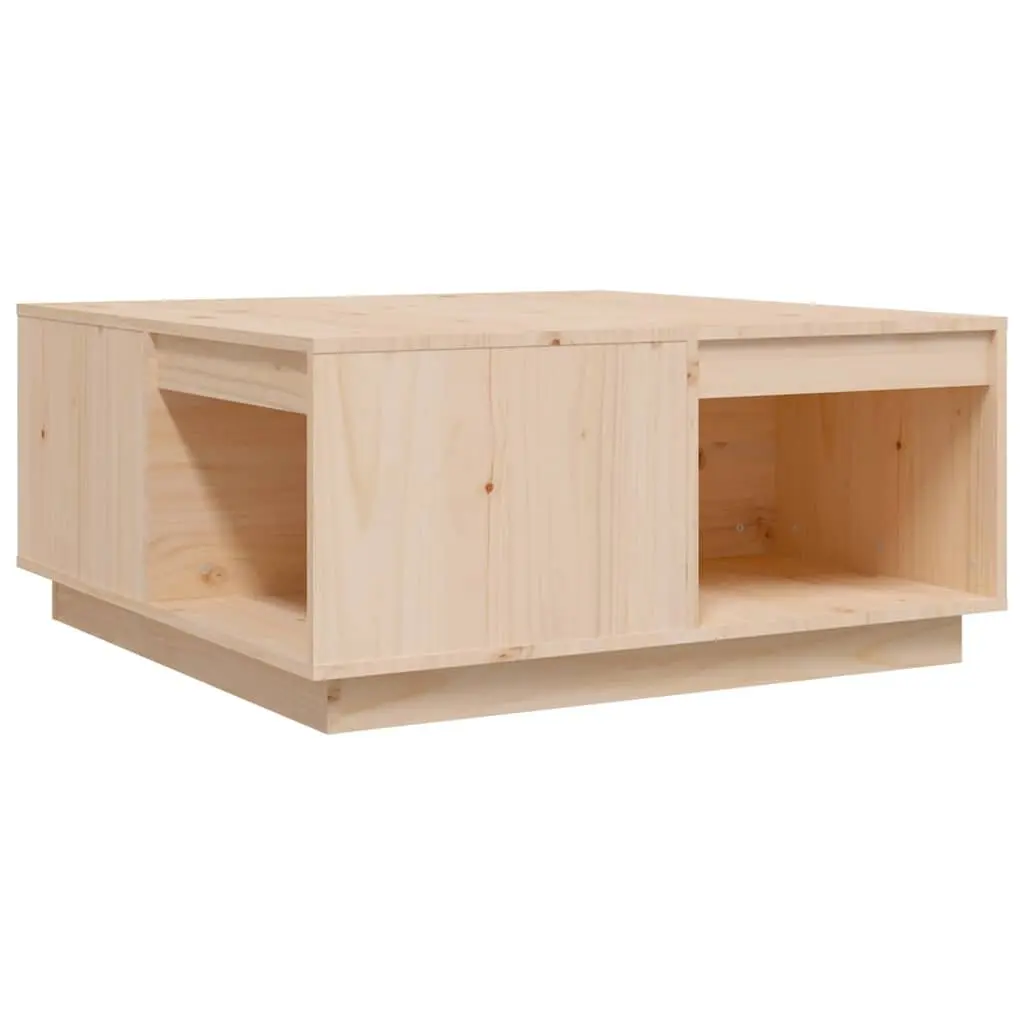 Brown Solid Pine Wood Coffee Table with Storage 80x81x36.5 cm