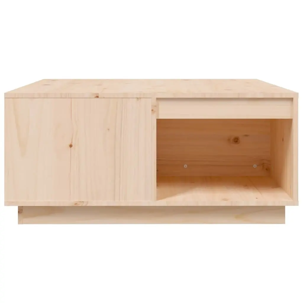 Brown Solid Pine Wood Coffee Table with Storage 80x81x36.5 cm
