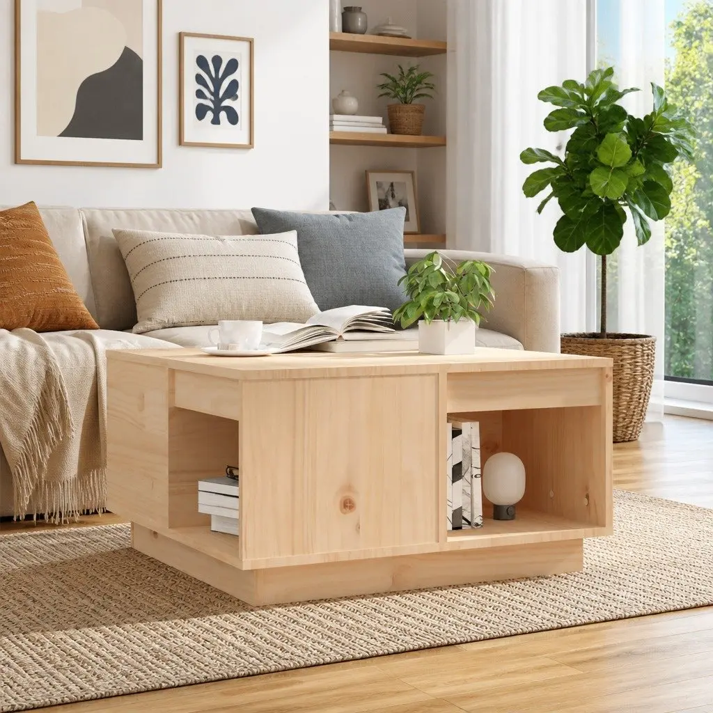 Brown Coffee Table 60x61x32.5cm in Solid Pine