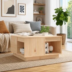 Sturdy Brown Coffee Table 60x61x32.5cm in Solid Pine