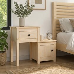 Solid Pine Bedside Cabinet with Drawer and Door