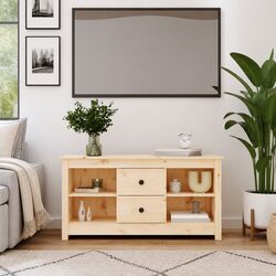 Stylish TV Cabinet in Solid Pine Wood with Ample Storage
