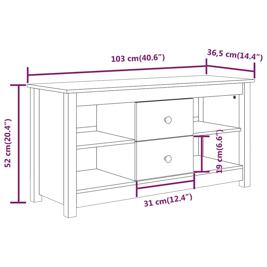 TV Cabinet in Solid Pine Wood with Ample Storage