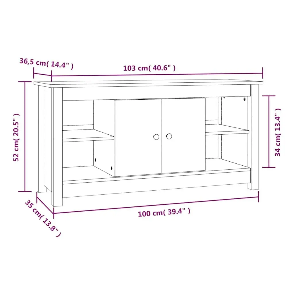 TV Cabinet Solid Pine Wood 103x36.5x52 cm Brown