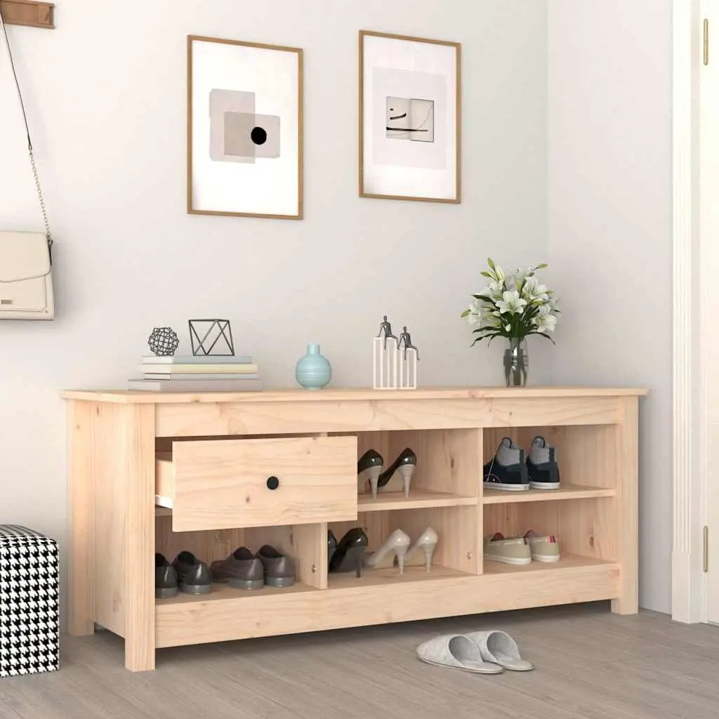 Shoe Cabinet Solid Pine Wood 110x38x45.5 cm Brown Storage Rack Organiser Cupboard