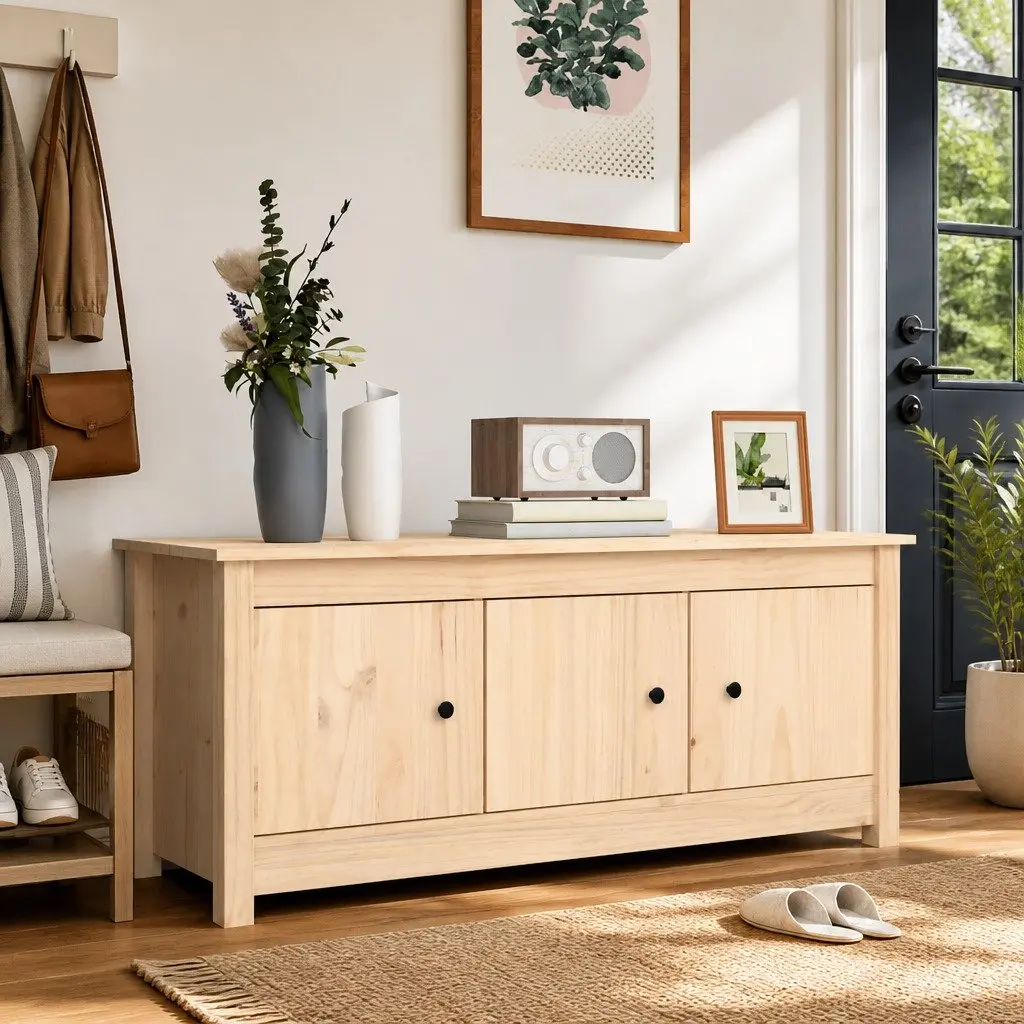Solid Pine Wooden Shoe Cabinet with 6 Compartments