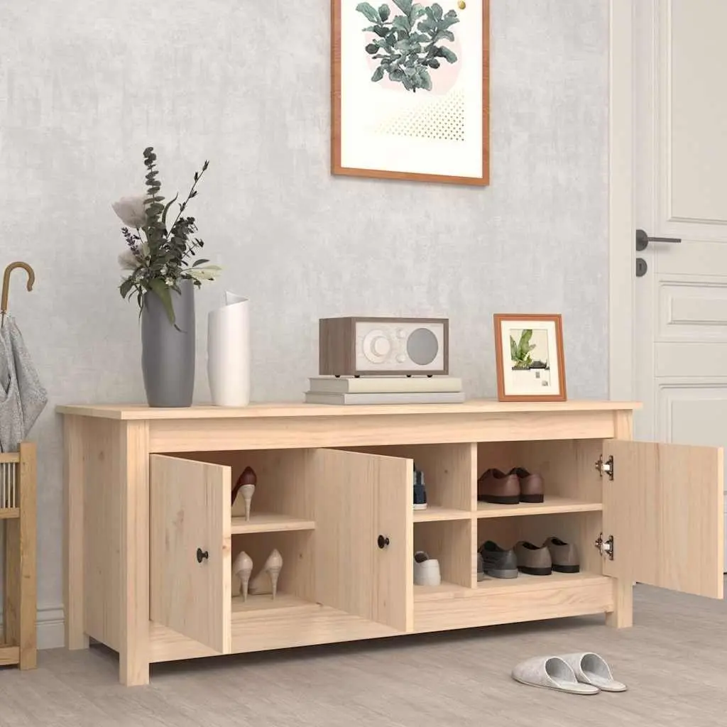 Solid Pine Wooden Shoe Cabinet with 6 Compartments