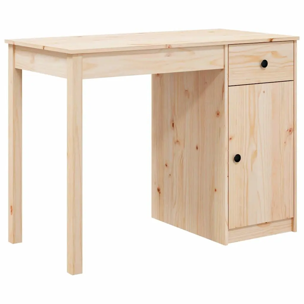 Solid Wood Pine Desk 100x50x75cm Brown