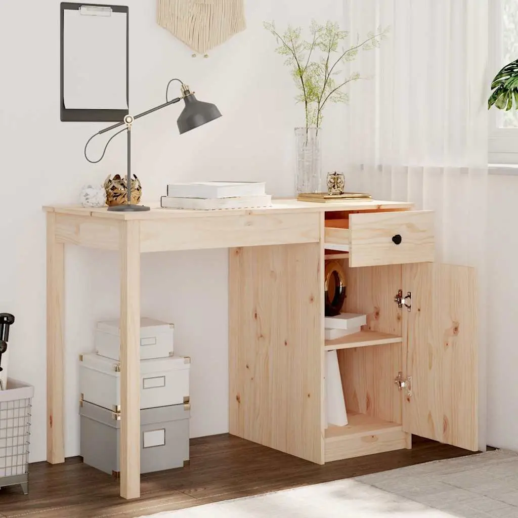 Solid Wood Pine Desk 100x50x75cm Brown