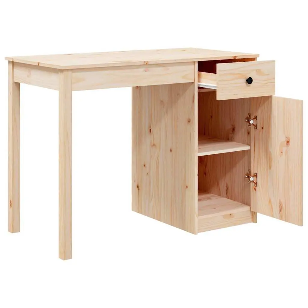 Solid Wood Pine Desk 100x50x75cm Brown