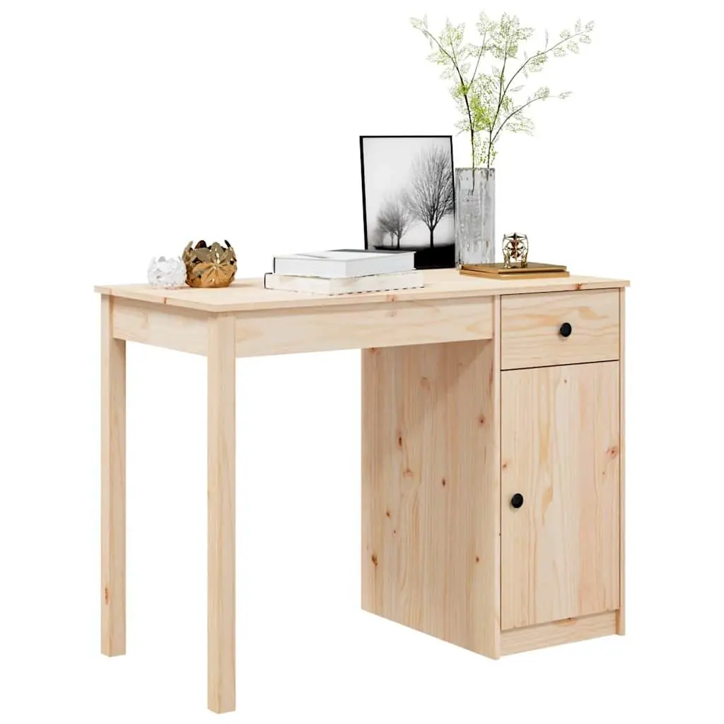 Solid Wood Pine Desk 100x50x75cm Brown