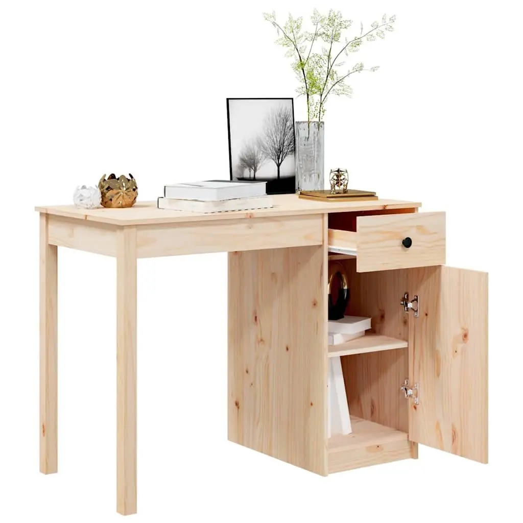 Solid Wood Pine Desk 100x50x75cm Brown
