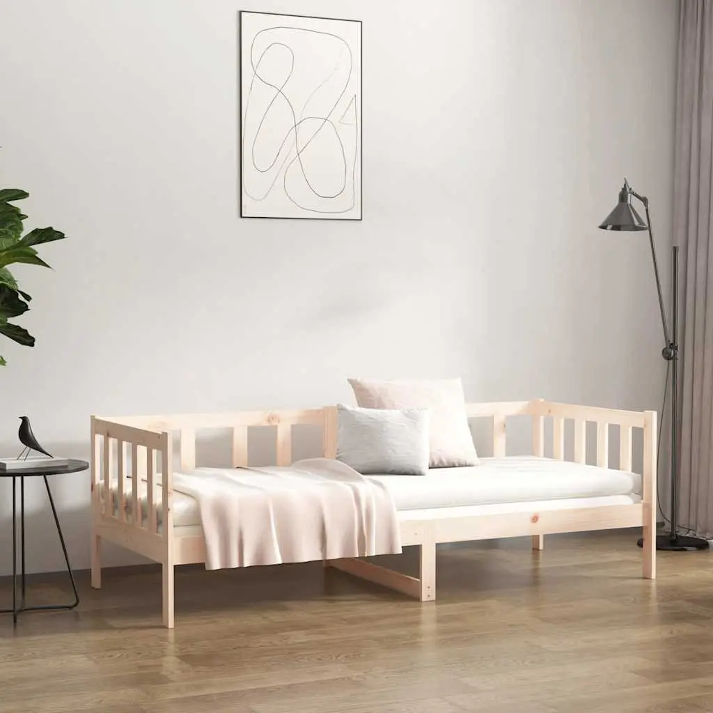 Day Bed Pine Wood 90x190 cm Brown Frame