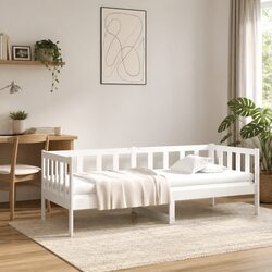 Solid Pine Wood Day Bed in White 90x190 cm