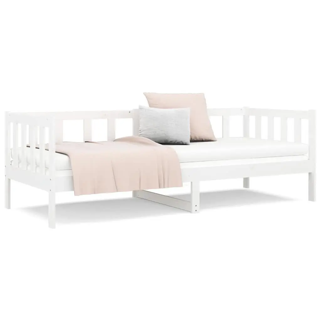 Solid Pine Wood Day Bed in White 90x190 cm