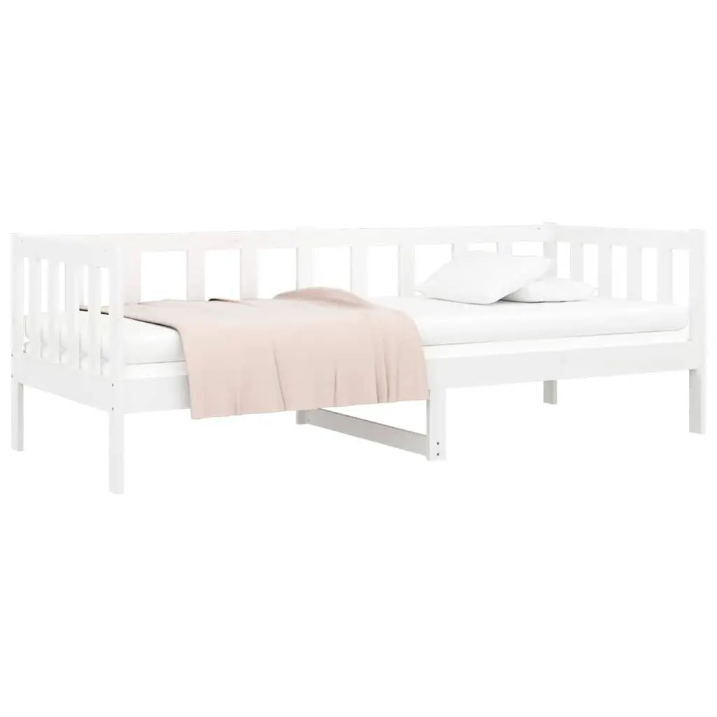 Solid Pine Wood Day Bed in White 90x190 cm