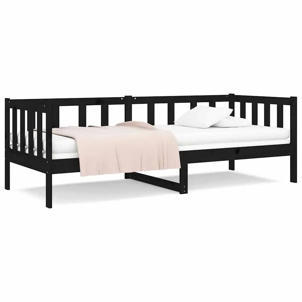 Solid Pine Wood Day Bed Frame in Black 90x190cm