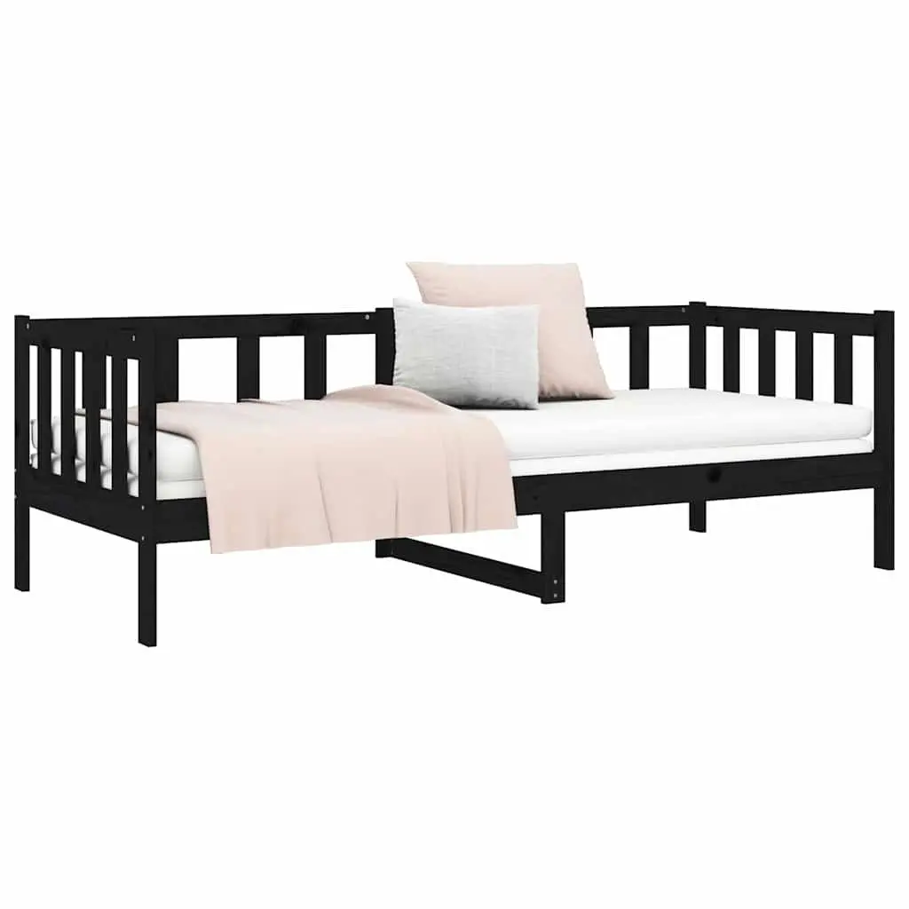 Solid Pine Wood Day Bed Frame in Black 90x190cm