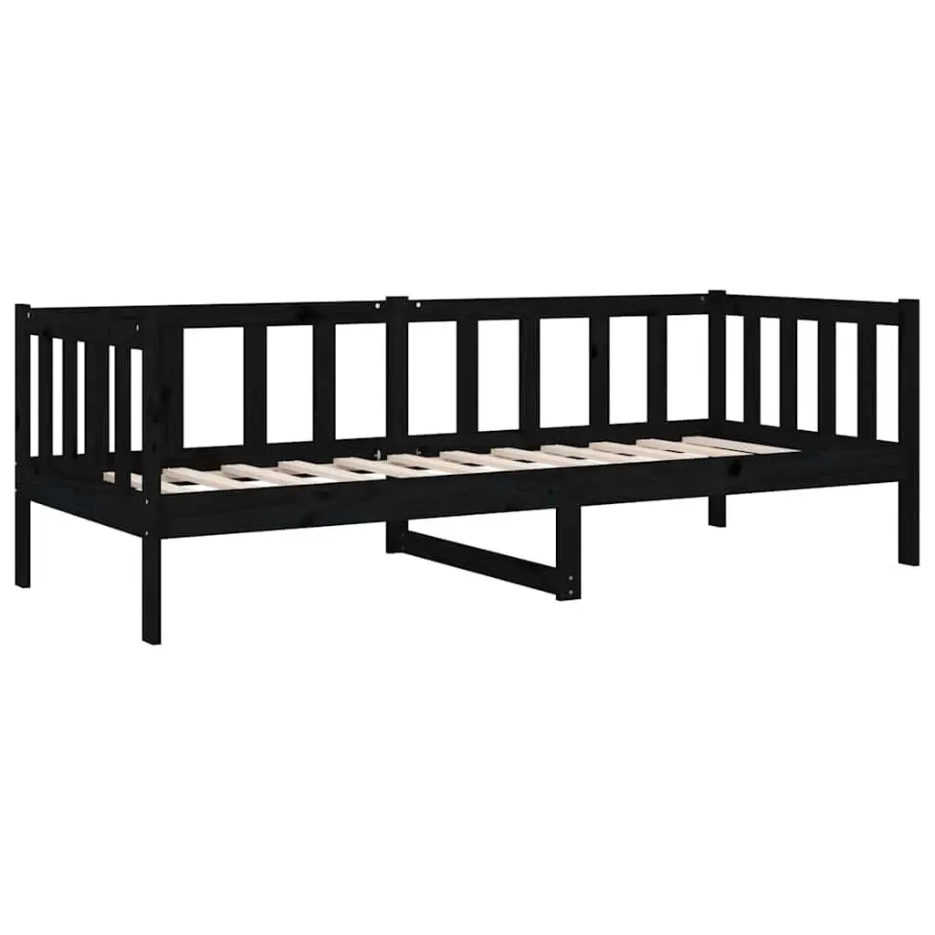 Solid Pine Wood Day Bed Frame in Black 90x190cm