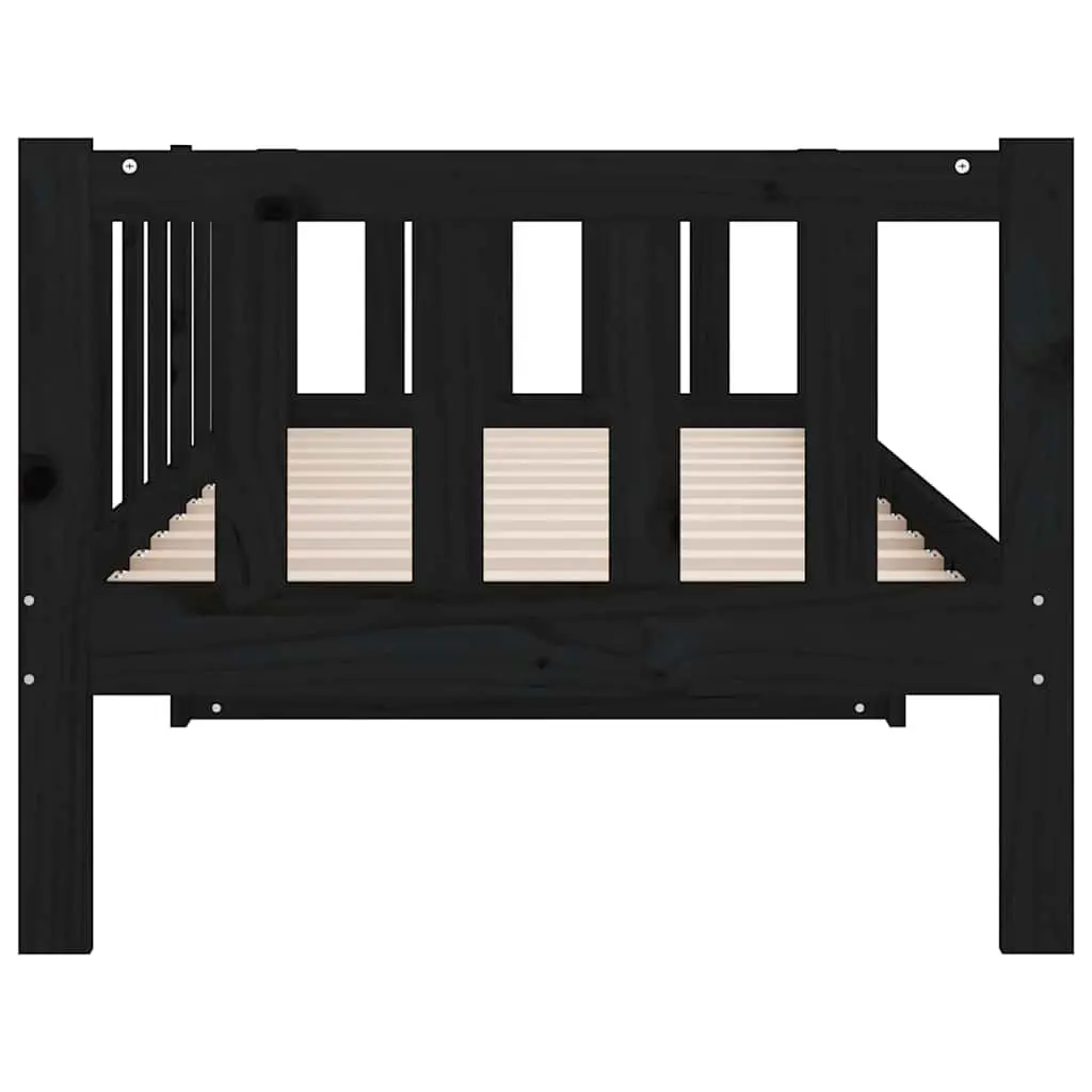 Solid Pine Wood Day Bed Frame in Black 90x190cm