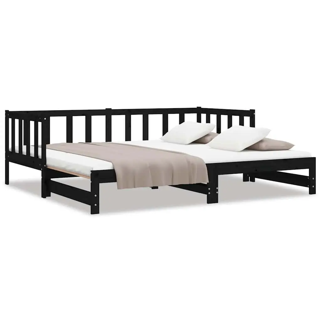 Black Wooden Day Bed with Pull-out Feature
