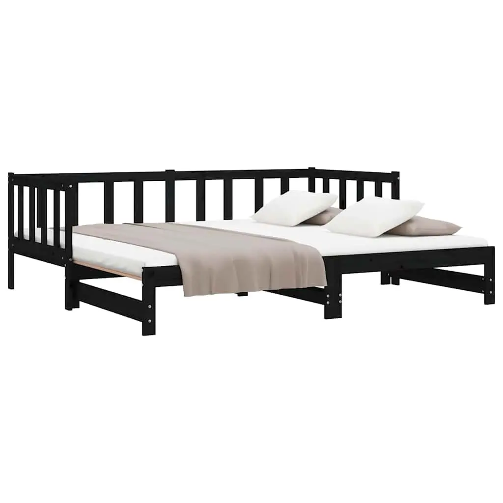 Black Wooden Day Bed with Pull-out Feature
