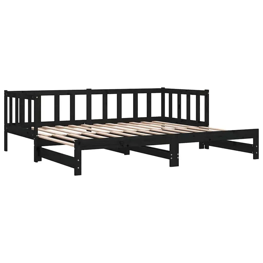 Black Wooden Day Bed with Pull-out Feature