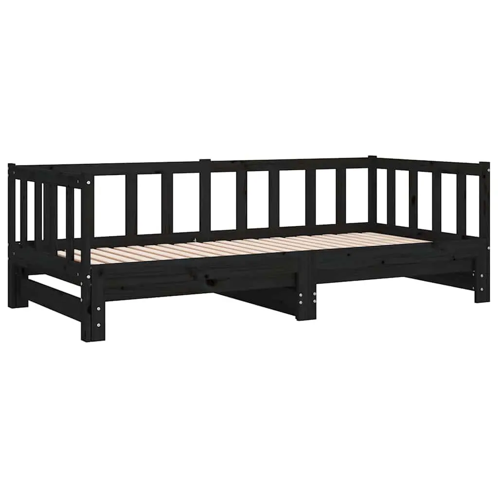Black Wooden Day Bed with Pull-out Feature