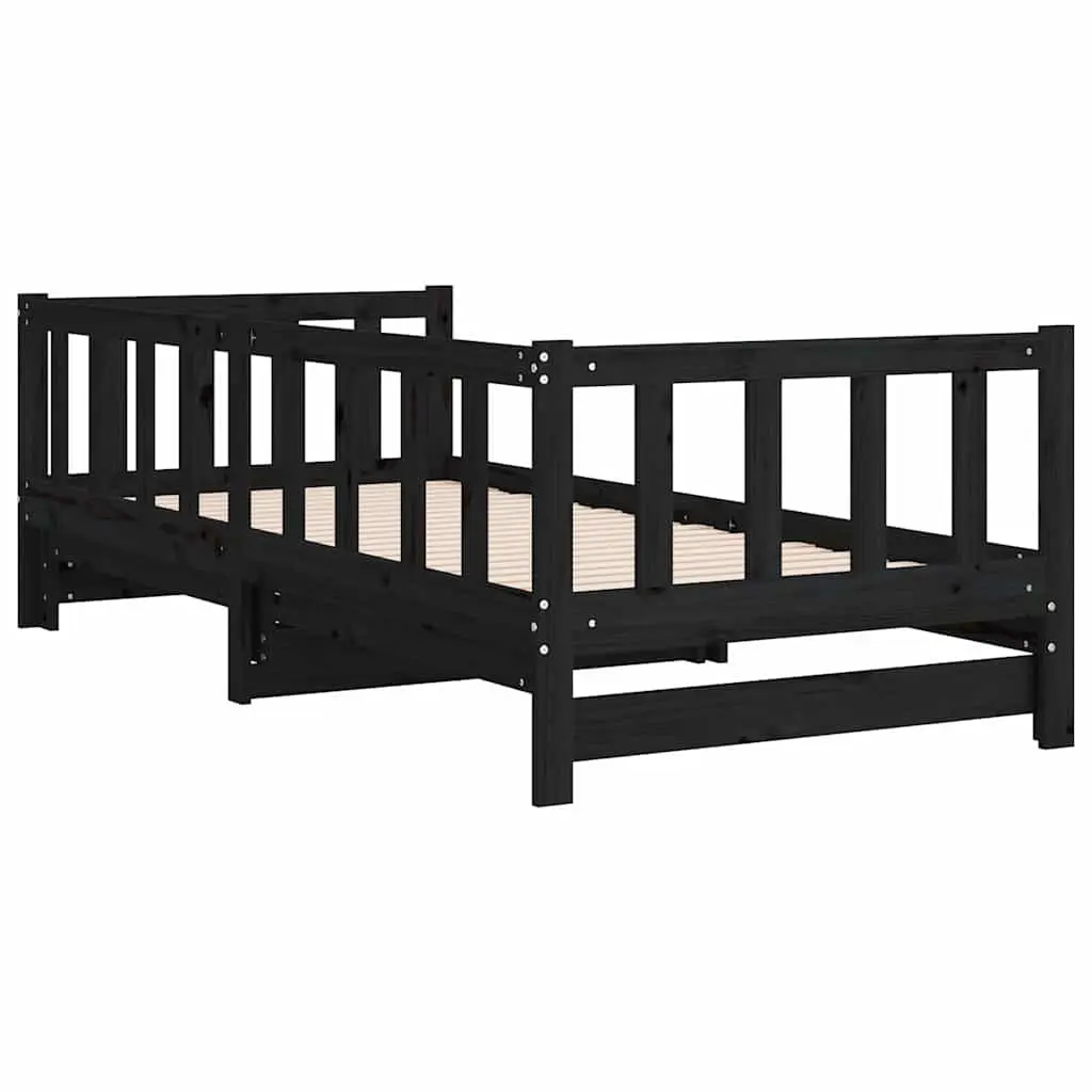 Black Wooden Day Bed with Pull-out Feature