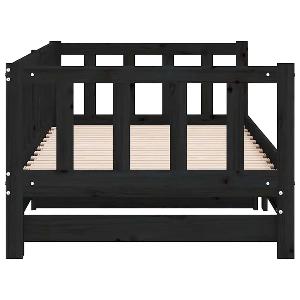 Black Wooden Day Bed with Pull-out Feature