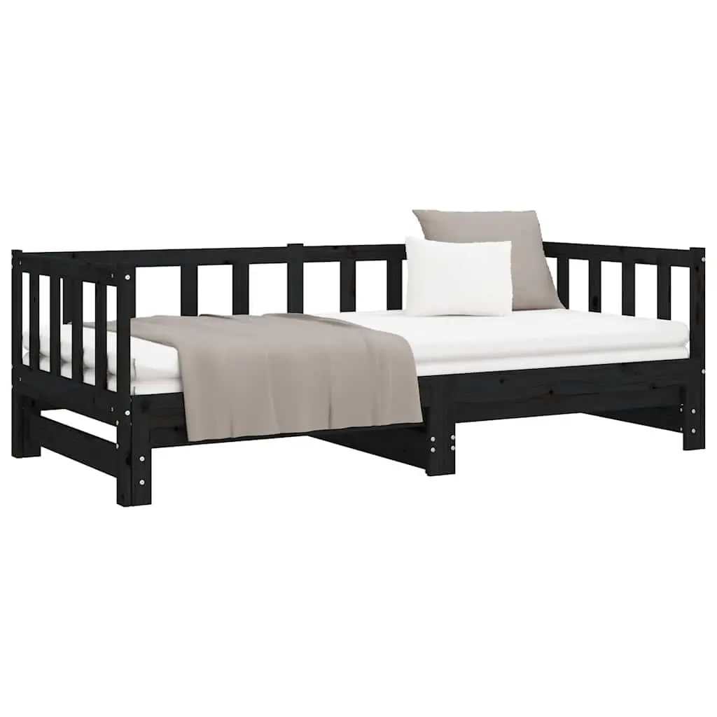 Black Wooden Day Bed with Pull-out Feature