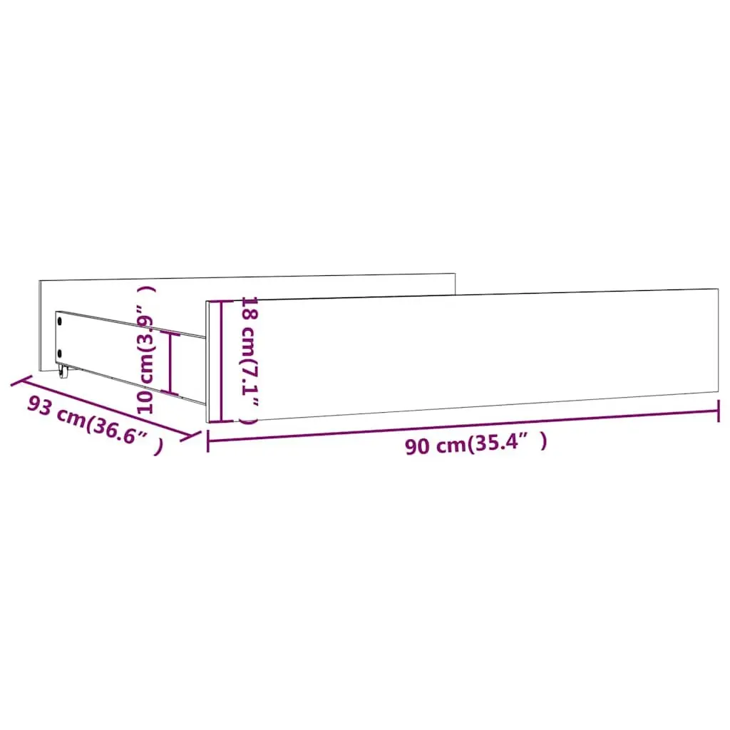 UnderbedStorageDrawersBrownPineWood2PieceOrganiserEasyGlideWheels