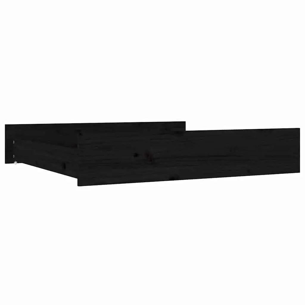 Under Bed Storage Drawers Solid Pine Wood 2 pcs Black