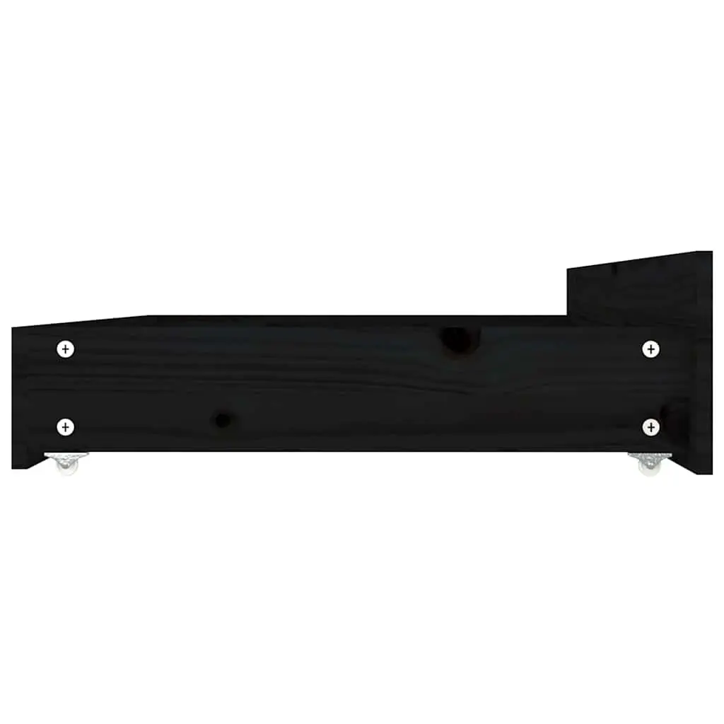 Under Bed Storage Drawers Solid Pine Wood 4 pcs Black