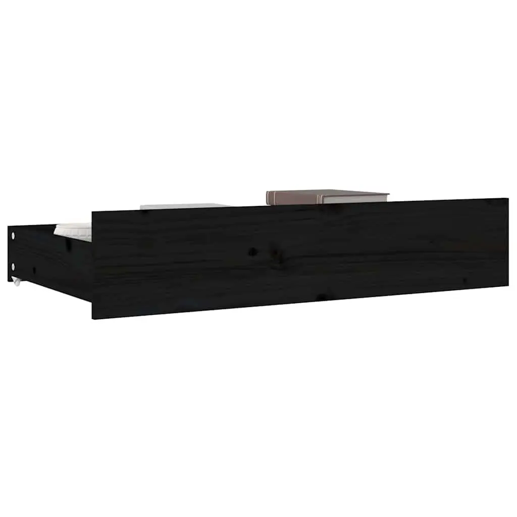 Under Bed Storage Drawers Solid Pine Wood 4 pcs Black