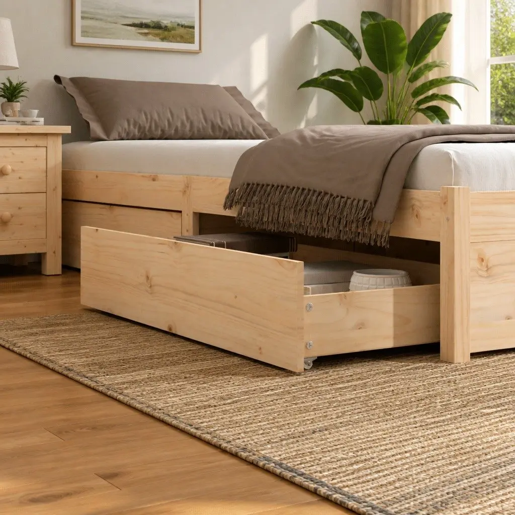 Under Bed Storage Drawers 4 pcs Solid Pine