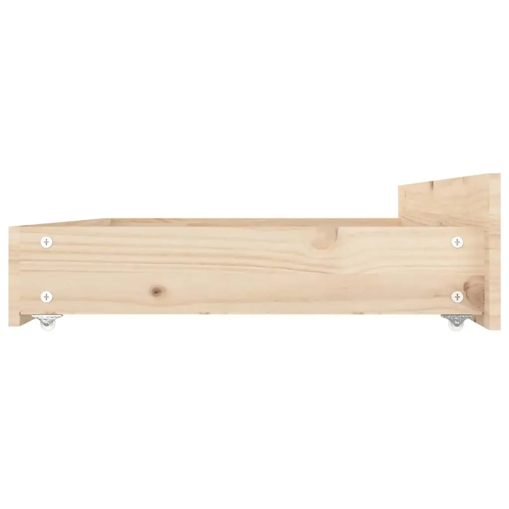 Under Bed Storage Drawers 4 pcs Solid Wood Pine Brown Bedroom Organiser