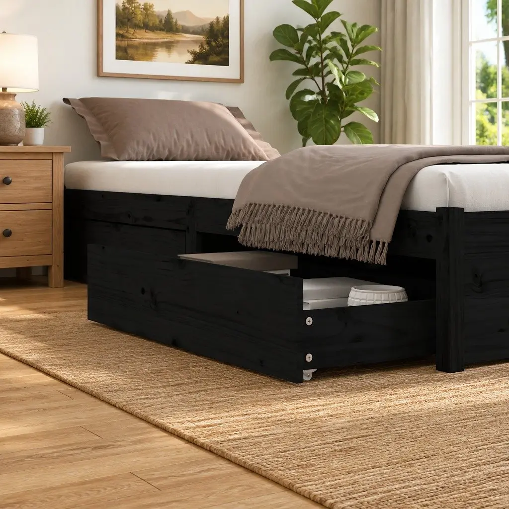 Under Bed Storage Drawers 4 Set in Black Pine