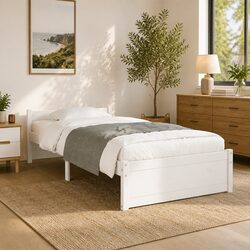 Sturdy Solid Wood Bed Frame Single 90x190cm in White
