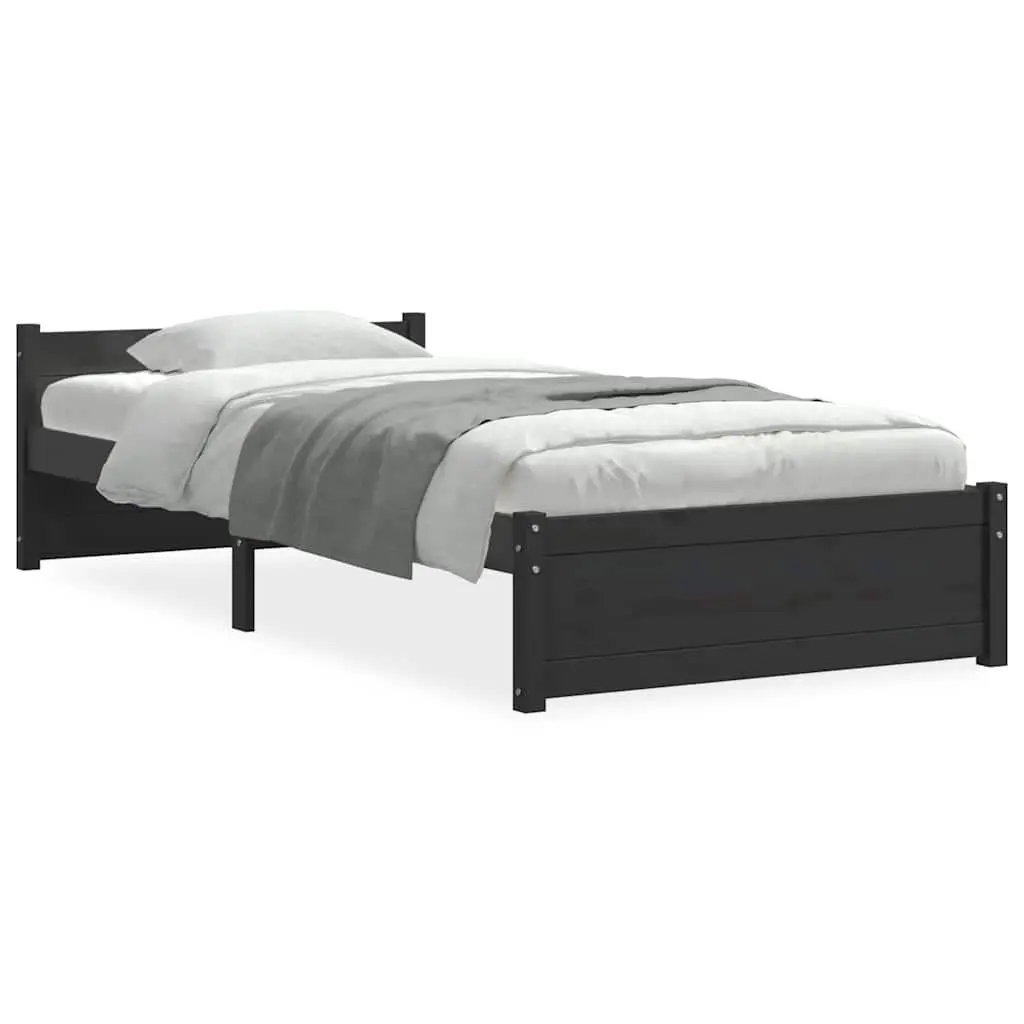 Black Single Bed Frame in Solid Pine Wood