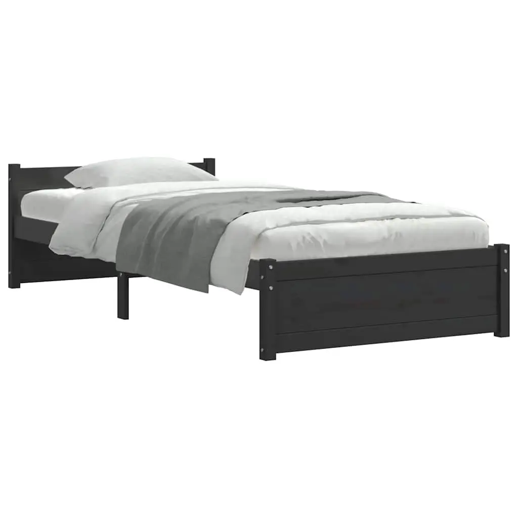 Black Single Bed Frame in Solid Pine Wood
