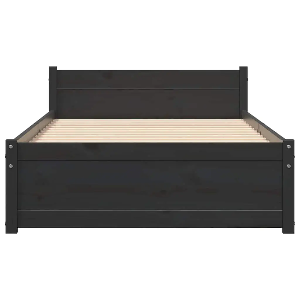 Black Single Bed Frame in Solid Pine Wood