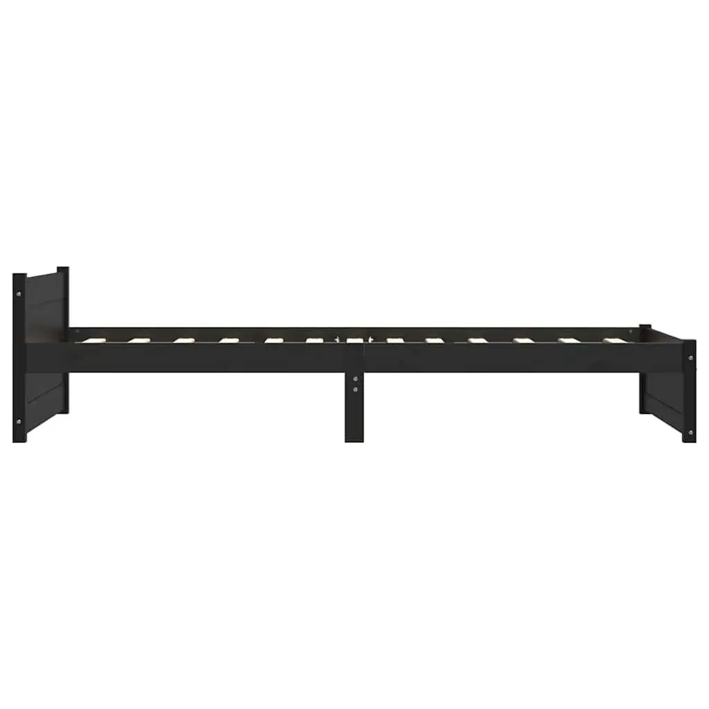 Black Single Bed Frame in Solid Pine Wood