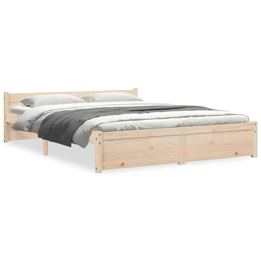 Solid Wood Bed Frame 135x190cm Brown
