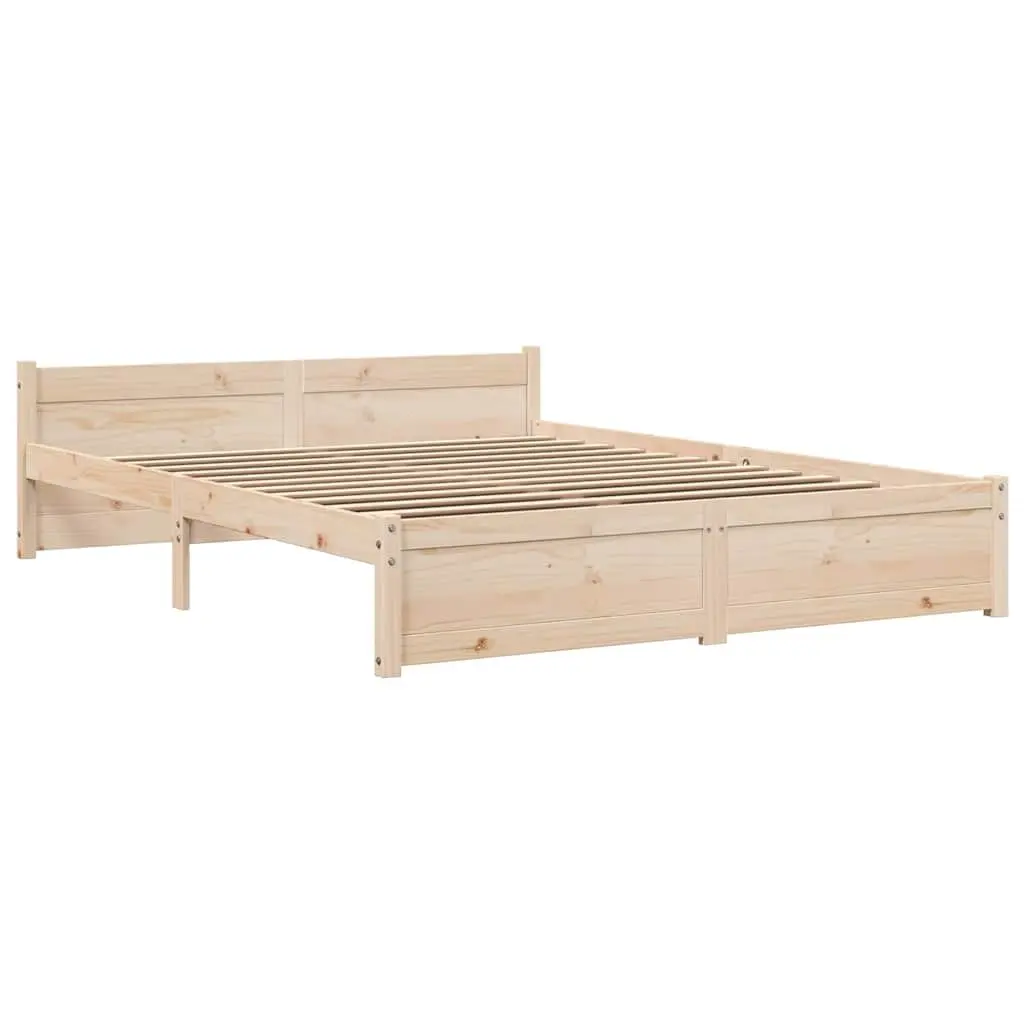Solid Wood Bed Frame 135x190cm Brown