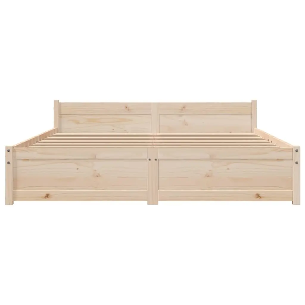 Solid Wood Bed Frame 135x190cm Brown