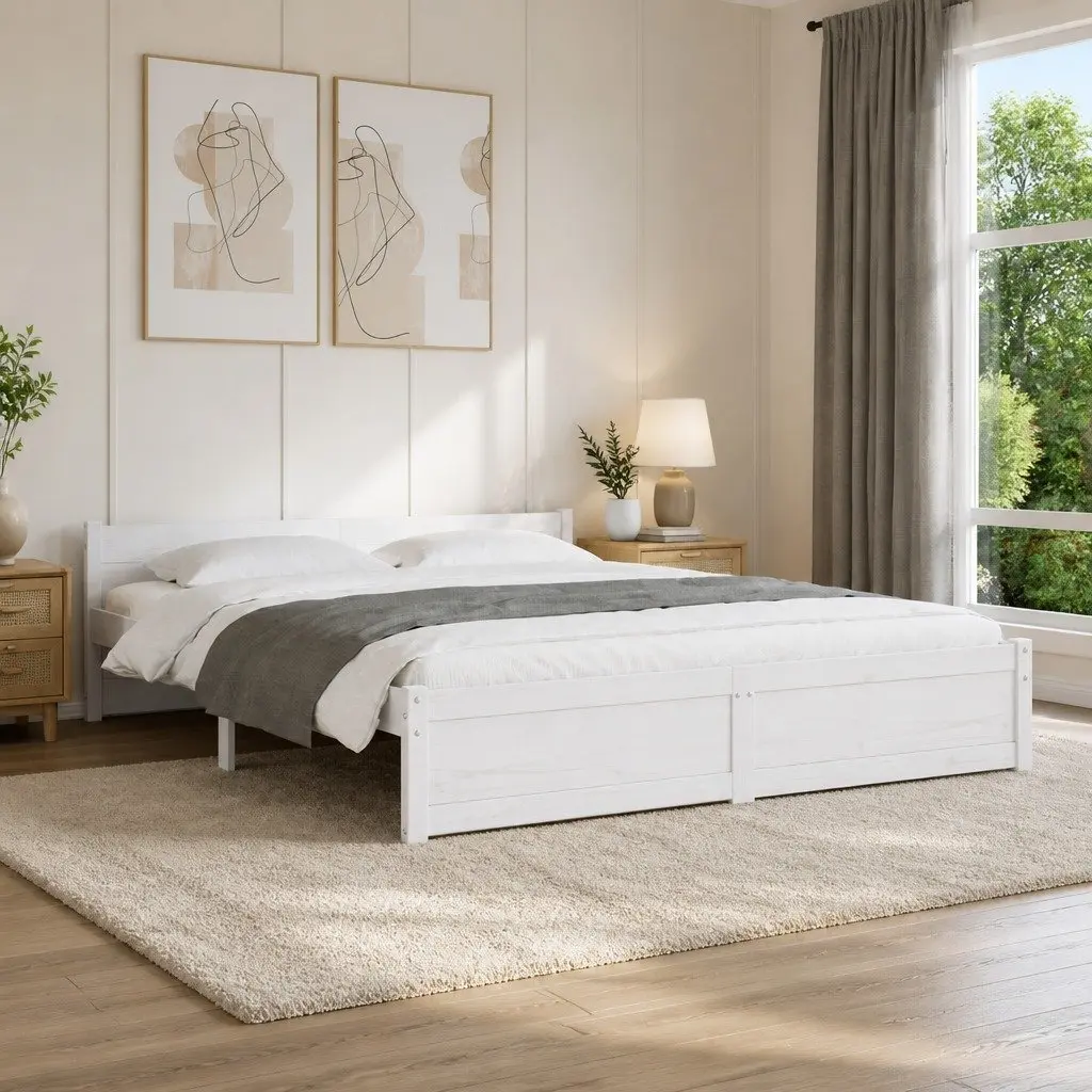 Solid Pine Wooden Bed Frame 150x200 cm White