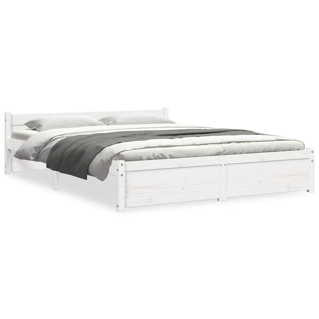 Solid Pine Wooden Bed Frame 150x200 cm White